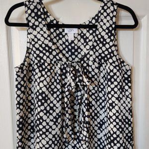 Ann Taylor Loft Women Tank Top Size Medium Dot Printed Sleeveless Black
